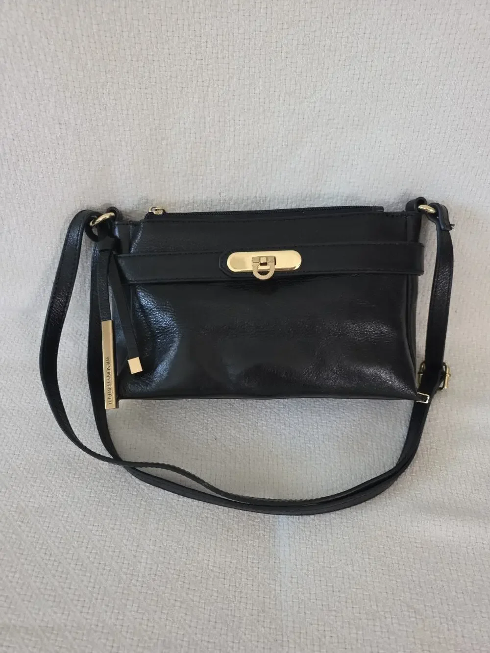 Wilson's Leather Bag Black Pebbled Crossbody Shoulder Classic Preppy Designer